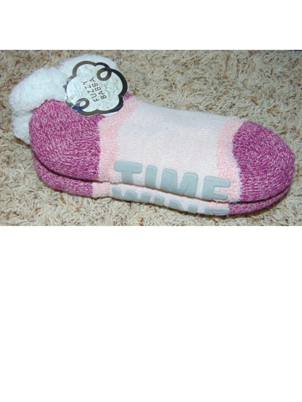 Fuzzy Babba Slipper Socks Womens 9-11 Pink WINE TIME Low Cut Winter